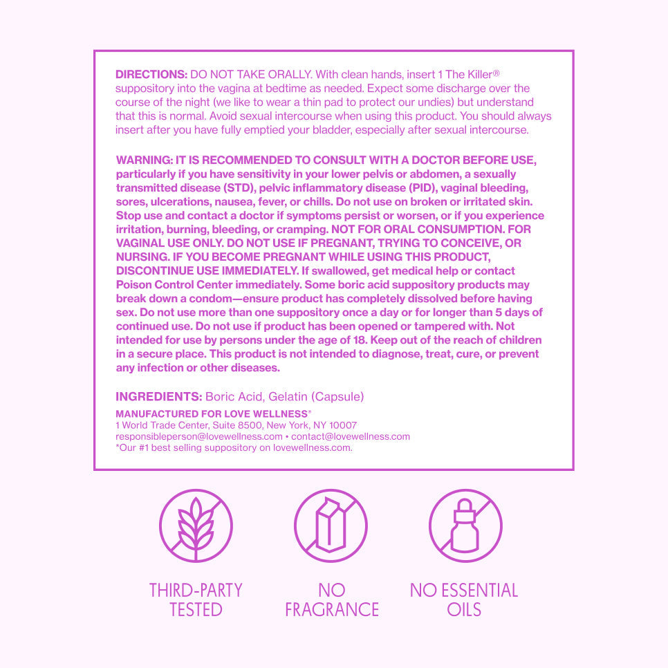 The Killer® Boric Acid Suppositories #023DI